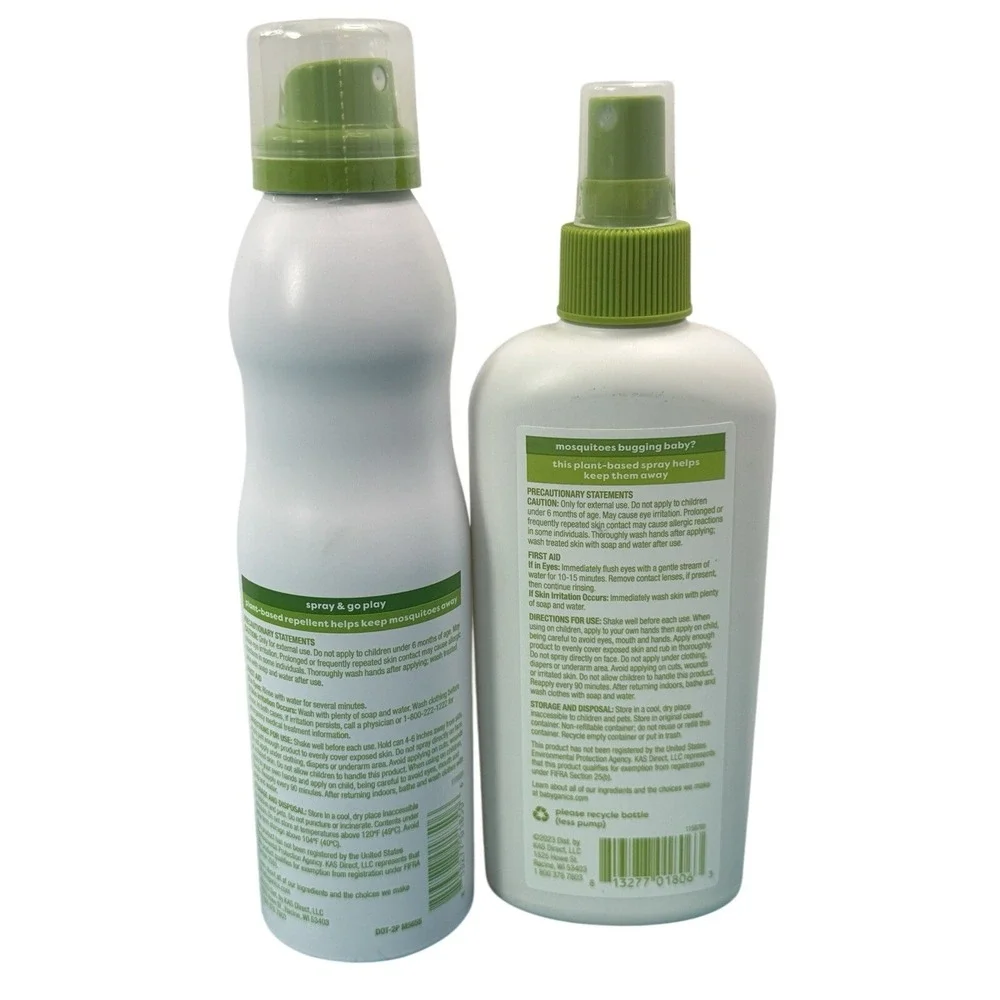 Babyganics Natural Insect Repellent DEET-Free Plant Based Spray 8oz and 5oz‎ Set